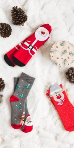 3 paia di calzini natalizi per bambini 3-8 anni assortiti